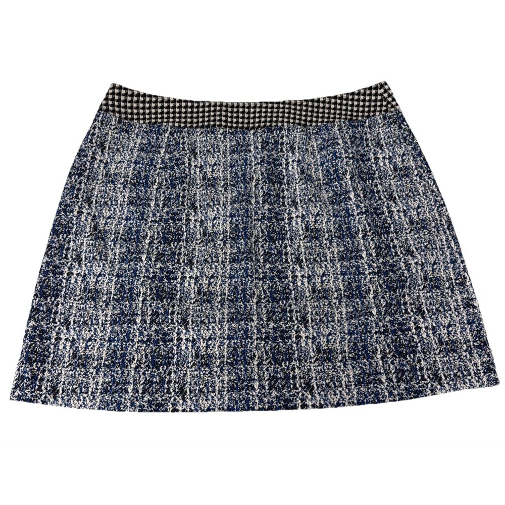 CAbi Reina Skirt #5320 Size 16 Blue Plaid Houndstooth A-Line Club 21 NWT